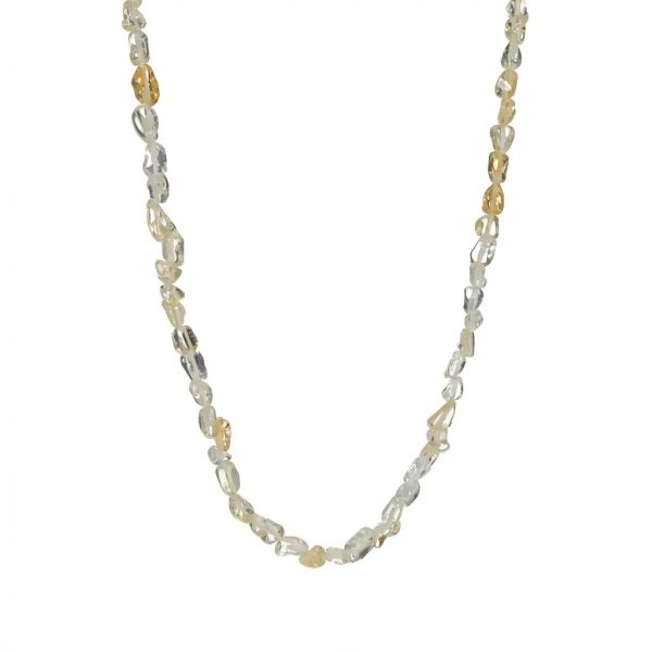 Radiant Abundance: Natural Irregular Citrine & S925 Silver Beaded Necklace