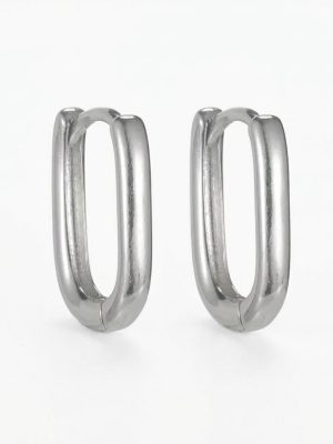 Reflective Purity: S925 Sterling Silver Geometric U-Hoop Earrings