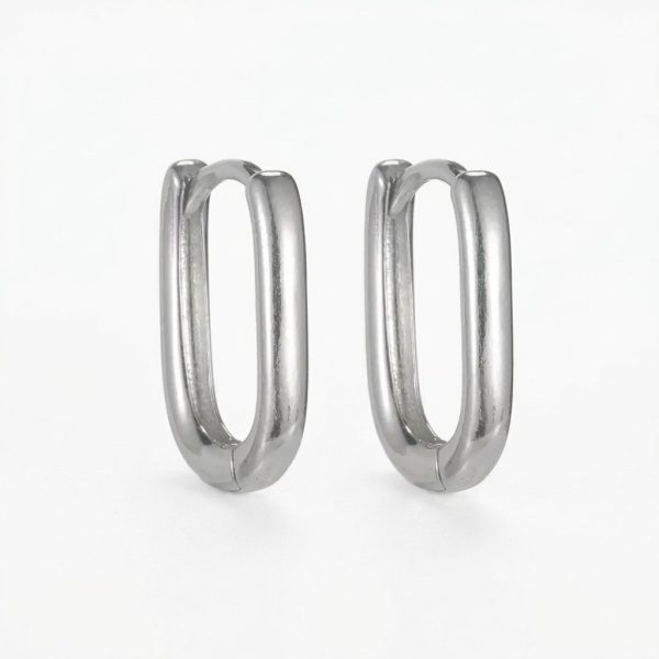Reflective Purity: S925 Sterling Silver Geometric U-Hoop Earrings