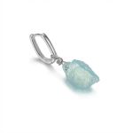Tranquil Tides: Raw Aquamarine & S925 Sterling Silver Healing Hoop Earrings