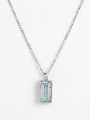 Clarity & Calm: Natural Blue Topaz & S925 Sterling Silver Geometric Pendant Necklace