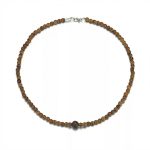 Grounding Serenity: Natural Wood & 925 Silver Retro Beaded Necklace