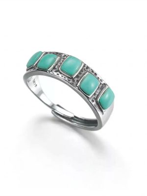 Ancient Wisdom: Natural Turquoise & Oxidized S925 Silver Retro Ring