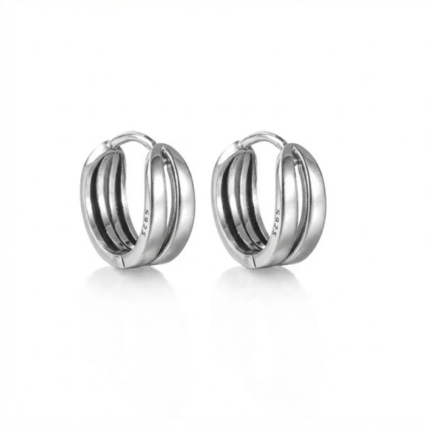 Timeless Clarity: S925 Sterling Silver Double Layer Huggie Earrings