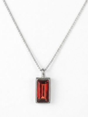 Passionate Vitality: Natural Red Garnet & 925 Sterling Silver Geometric Necklace