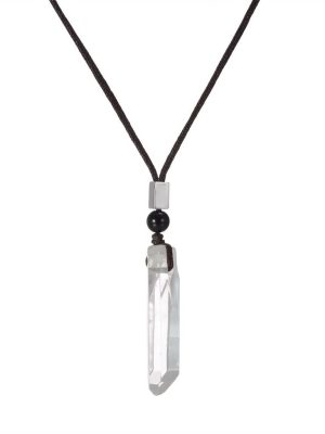 Pure Clarity: Natural Clear Quartz & Oxidized Silver Zen Necklace