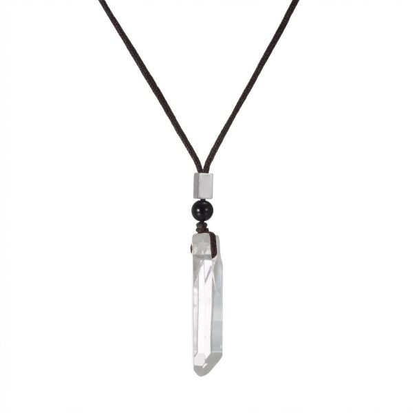 Pure Clarity: Natural Clear Quartz & Oxidized Silver Zen Necklace