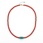 Vitality & Truth: Natural Red Agate & Turquoise Unisex Necklace
