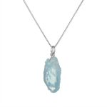 Tranquil Tides: Raw Aquamarine & S925 Sterling Silver Healing Necklace