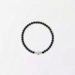 Grounding Elegance: Natural Black Agate & Silver Accent Healing Bracelet