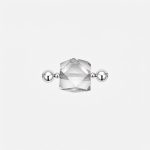 Serene Clarity: Natural Clear Quartz 14-Sided Geometric Connector Bead