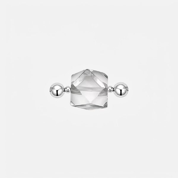 Serene Clarity: Natural Clear Quartz 14-Sided Geometric Connector Bead