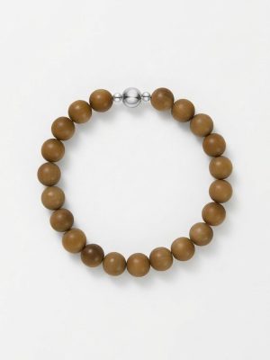 Grounding Serenity: Natural Old Mountain Sandalwood & Silver Accent Bracelet