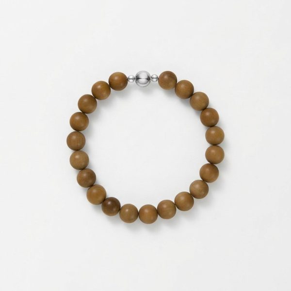 Grounding Serenity: Natural Old Mountain Sandalwood & Silver Accent Bracelet