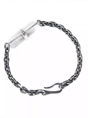 Purifying Glimmer: Raw Clear Quartz & Oxidized 925 Sterling Silver Healing Bracelet