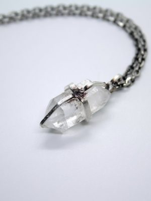 Radiant Clarity: Raw Herkimer Diamond & Silver 'Apocalyptic Glimmer' Necklace