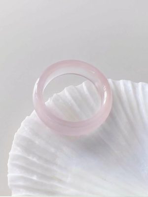 Gentle Embrace: Natural Rose Agate Solid Band Healing Ring