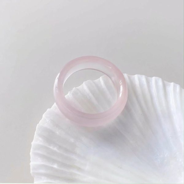 Gentle Embrace: Natural Rose Agate Solid Band Healing Ring
