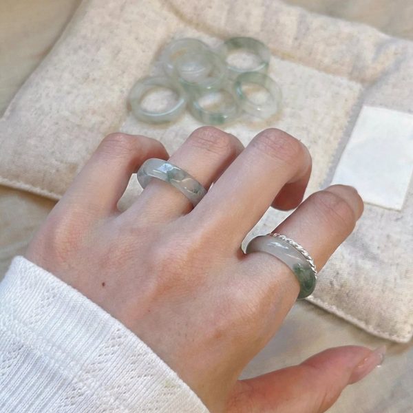 Harmonious Clarity: Natural Ice Agate & Chalcedony Stacking Ring Collection