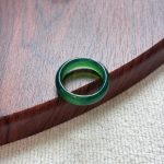 Abundant Vitality: Natural Green Agate & S925 Silver Bamboo Ring Set