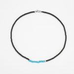 Grounding Wisdom: Black Agate & Natural Turquoise S925 Silver Necklace