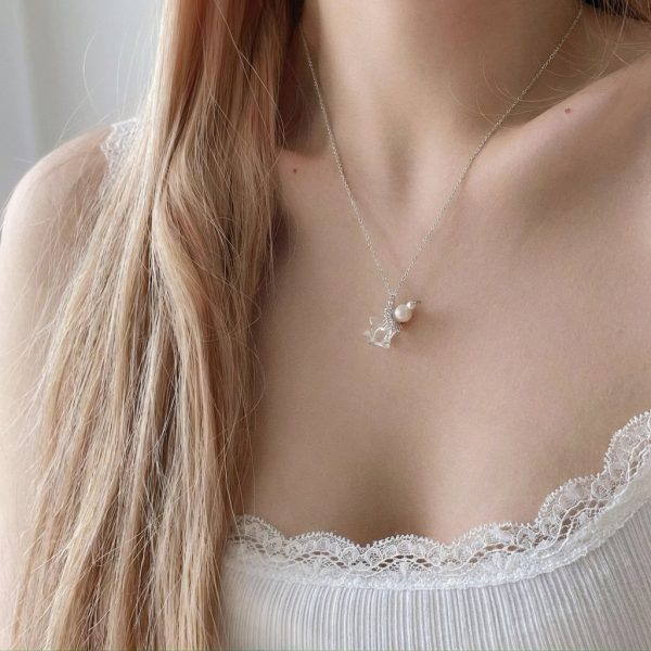 Pure Manifestation: Natural Clear Quartz & Freshwater Pearl 'Wishing Tower' Necklace