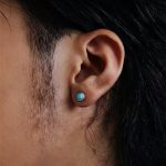 Ancient Wisdom: Natural Turquoise & Oxidized Sterling Silver Tibetan Stud Earrings