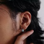 Ancient Wisdom: Natural Turquoise & Oxidized 925 Silver Tibetan Huggie Earrings