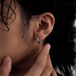 Protective Truth: S925 Silver & Turquoise Retro Huggie Earrings