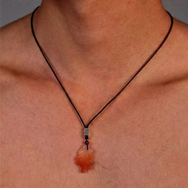 Prosperous Vitality: South Red Agate & Cinnabar Koi Pendant Necklace