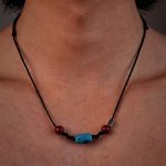 Protective Vitality: Natural Turquoise & Cinnabar Woven Amulet Necklace