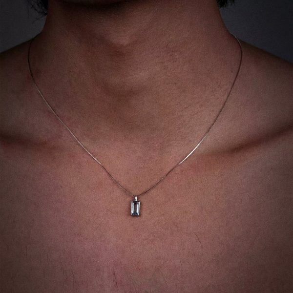 Clarity & Calm: Natural Blue Topaz & S925 Sterling Silver Geometric Pendant Necklace