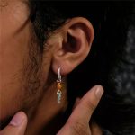 Grounding Vitality: Natural Beeswax Amber & Raw Turquoise 925 Silver Hoop Earrings