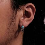 Ancient Wisdom: Natural Turquoise & Oxidized S925 Silver Knotted Huggie Earrings