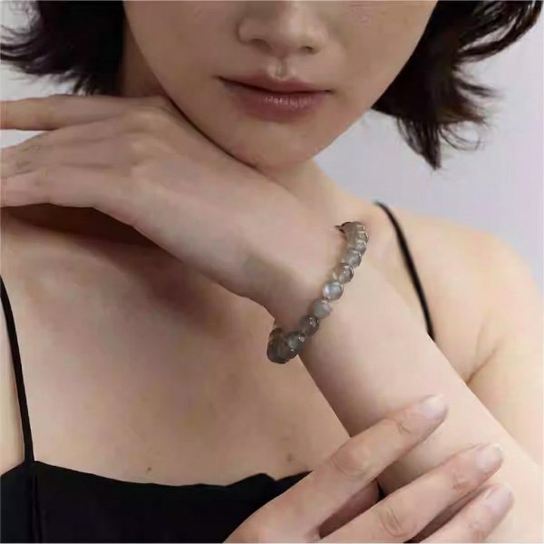 Mystical Serenity: Natural Grey Moonstone Healing Bracelet