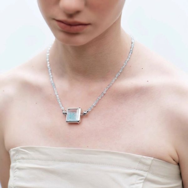 Tranquil Clarity: Natural Aquamarine & Clear Quartz Healing Bracelet