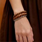 Grounding Serenity: Natural Old Mountain Sandalwood & Silver Accent Bracelet