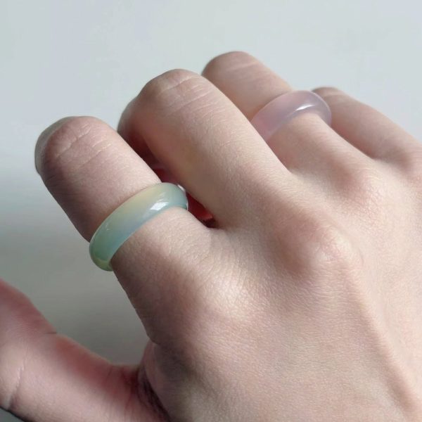 Gentle Embrace: Natural Rose Agate Solid Band Healing Ring