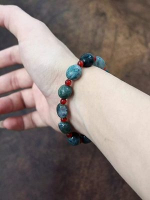 Grounding Vitality: Natural Moss Agate & Red Agate Healing Bracelet