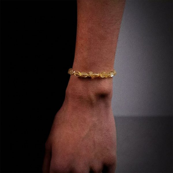 Radiant Abundance: Natural Irregular Citrine & 925 Silver Beaded Bracelet