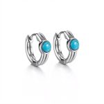 Protective Truth: S925 Silver & Turquoise Retro Huggie Earrings