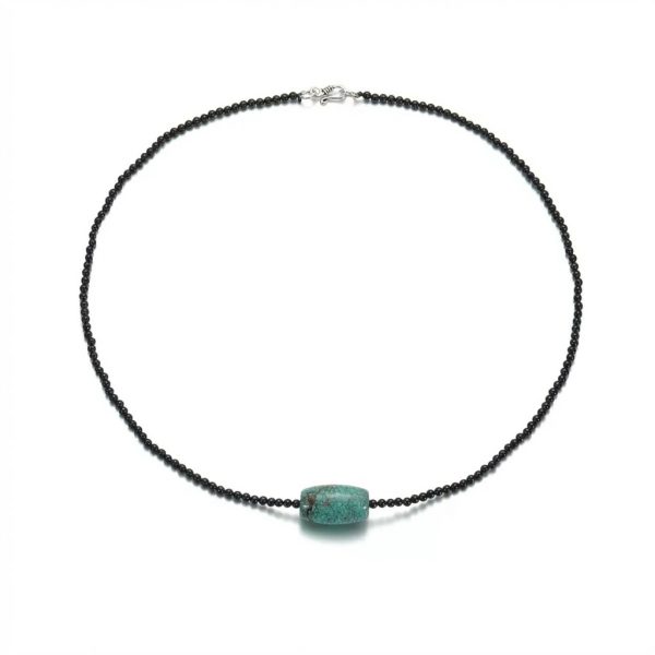 Grounding Protection: Natural Black Onyx & Turquoise Healing Necklace