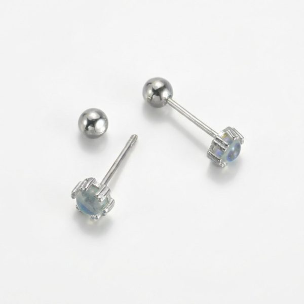 Celestial Calm: Natural Blue Moonstone & S925 Silver Sleep-Friendly Stud Earrings