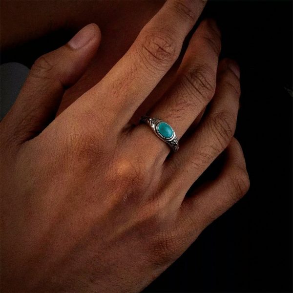 Ancient Wisdom: Natural Turquoise & Vintage Oxidized Silver Adjustable Ring