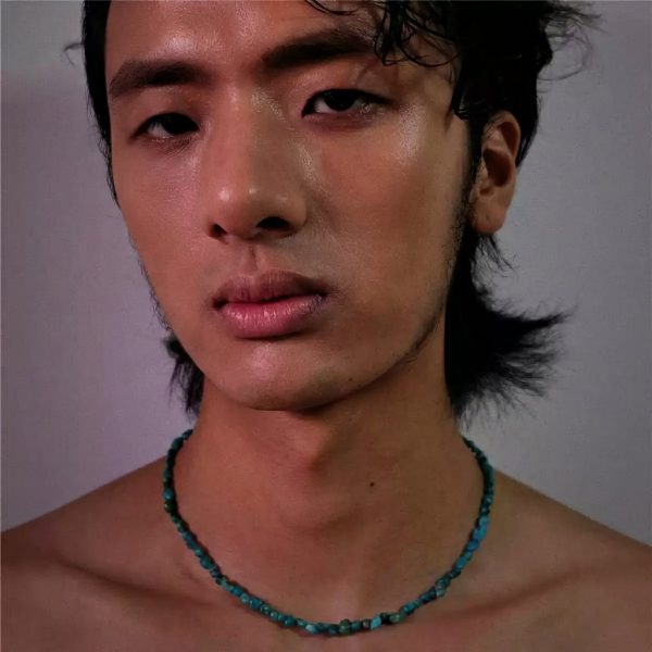 Ancient Protection: Natural Irregular Turquoise & S925 Silver Beaded Necklace