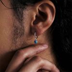 Vintage Protection: S925 Sterling Silver & Turquoise Drop Hoop Earrings