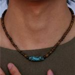 Earthly Wisdom: Natural Wood & Turquoise Barrel Bead Healing Necklace