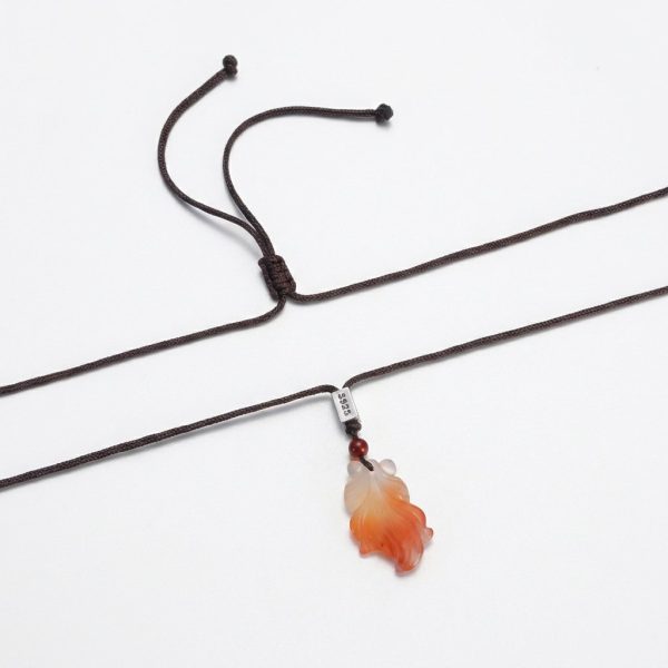Prosperous Vitality: South Red Agate & Cinnabar Koi Pendant Necklace
