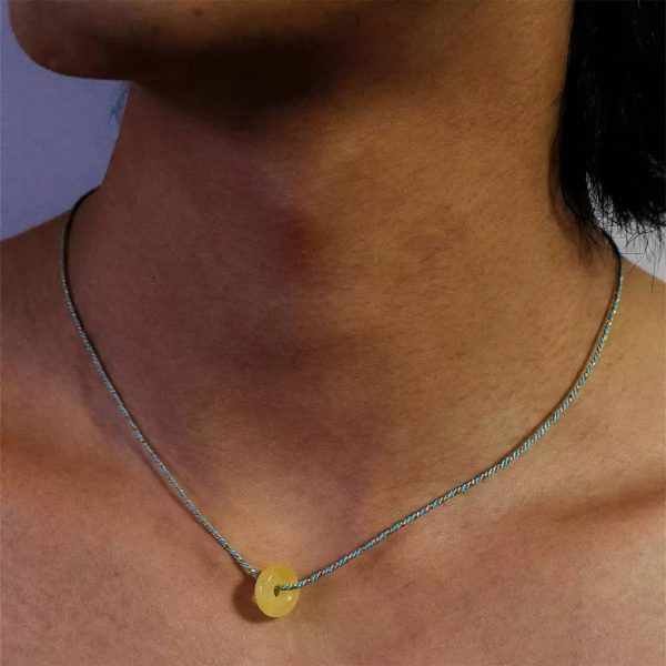 Golden Vitality: Natural Beeswax Amber & 925 Silver Braided Healing Necklace