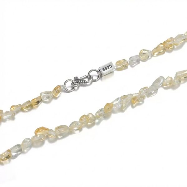 Radiant Abundance: Natural Irregular Citrine & S925 Silver Beaded Necklace